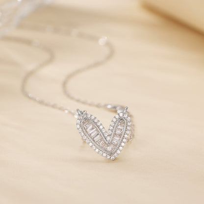 925 Sterling Silver Zircon Heart Necklace