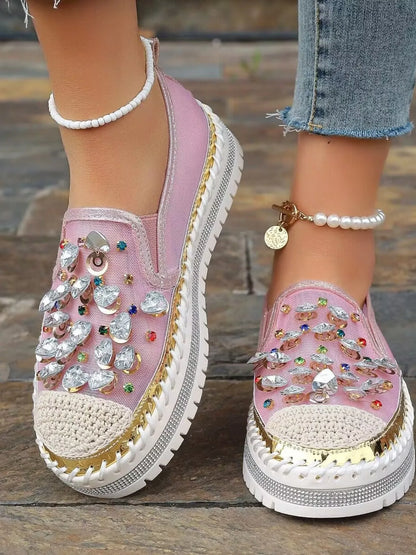 Rhinestone Platform Slip-Ons