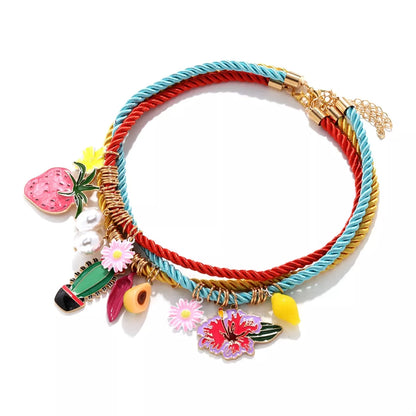 3 Piece Colorful Rope Charm Necklace