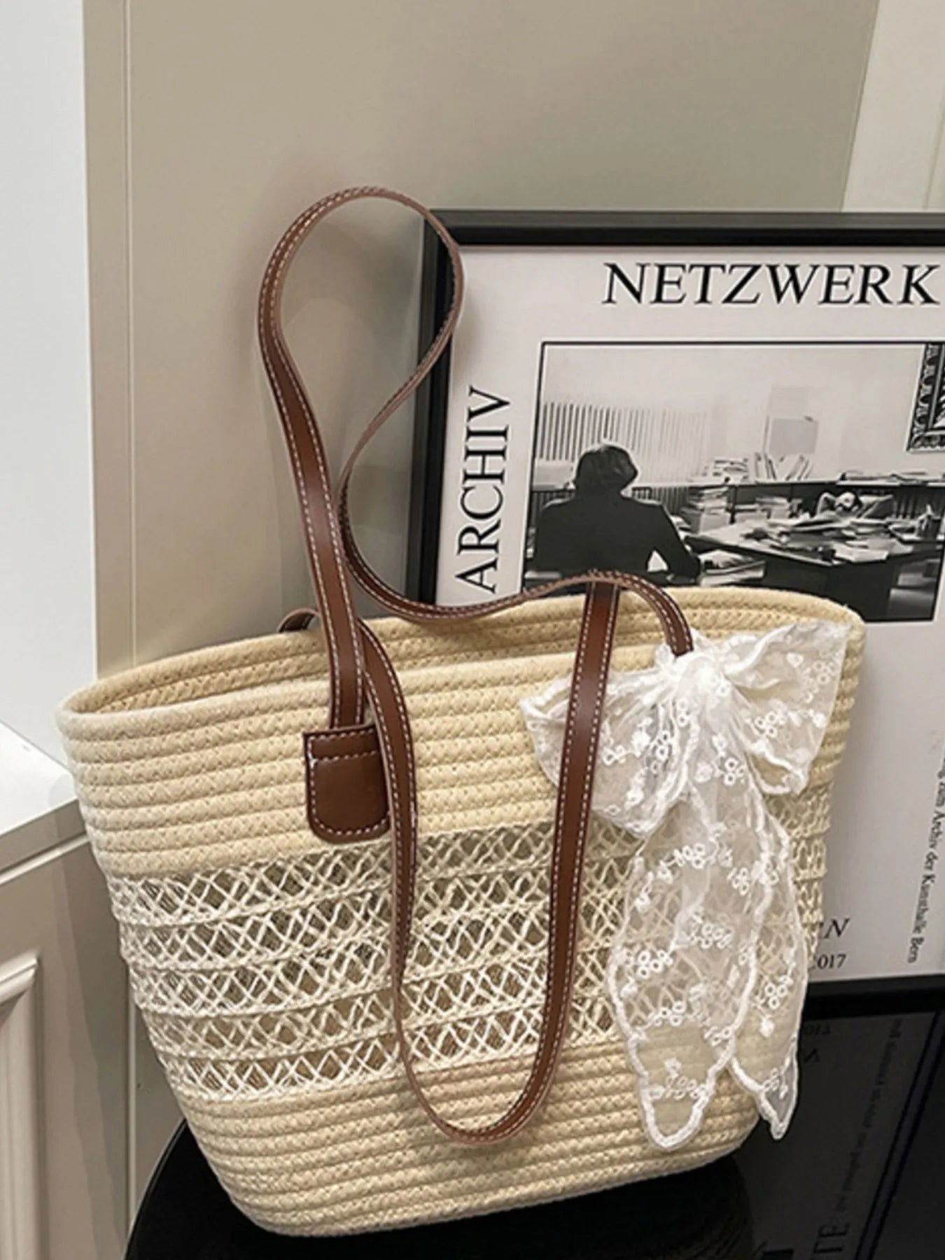 Woven Straw Shoulder Bag