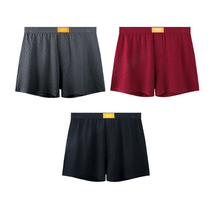 Mens Solid-color Mid-rise Textured Soft Boxer Briefs