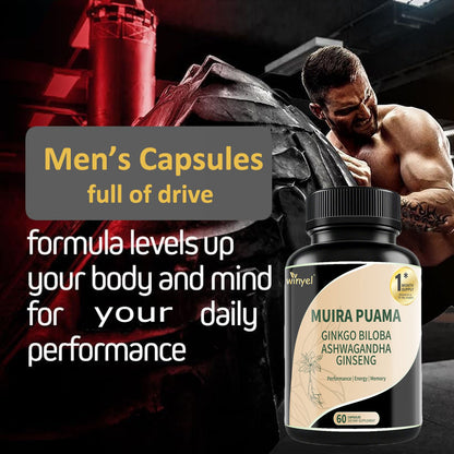 Muira Puama Ginseng Ashwagandha Ginkgo Tribulus  Herbal Supplements  Unleash Your Potential Through Our Pills  Dietary Supplements, Help Promote An Active And Healthy Lifestyle  60 Capsules