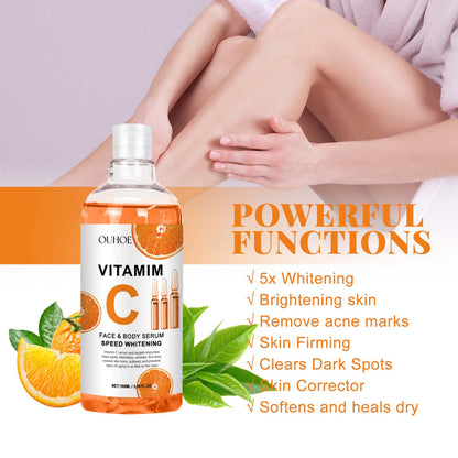 OUHOE Vitamim C Face Body Serum, Repair Nourish Skin Filling Water Carry Bright Tight Anti-Wrinkle Fine Lines