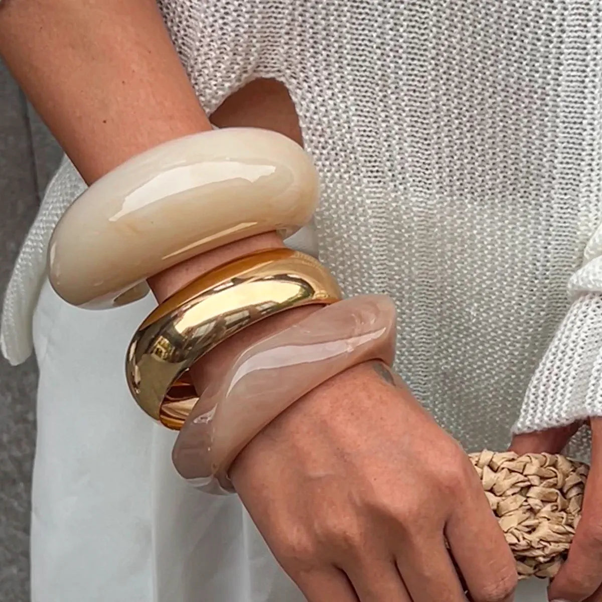 3 Piece Chunky Resin Bracelet Set