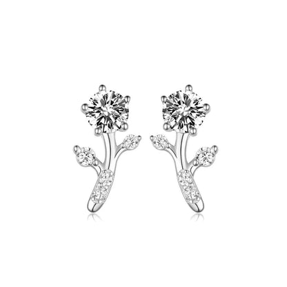 2 Carat Moissanite 925 Sterling Silver Floral Stud Earrings