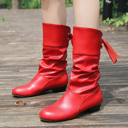 Round Toe Block Heels Boots
