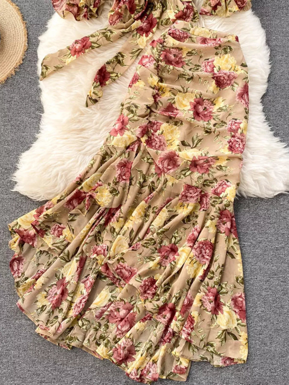 Floral Print Crop Top and Skirt Set