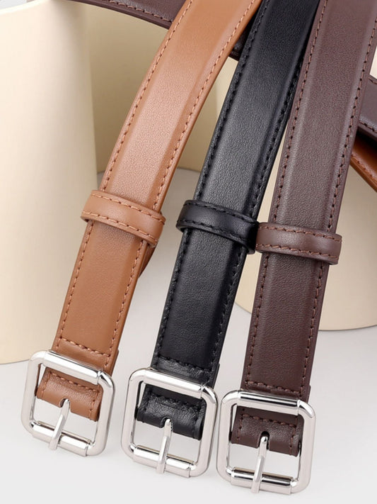 Square Buckle Leather Belt