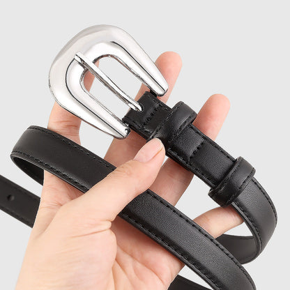 Leather Belt with Silver Buckle