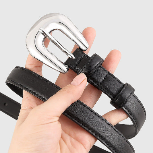 Leather Belt with Silver Buckle