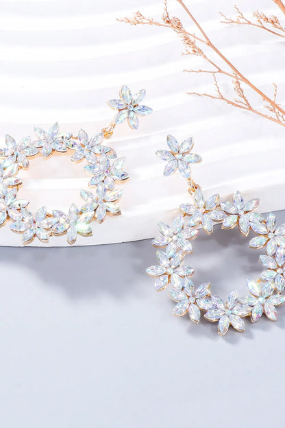 Rhinestone Flower Dangle Earrings
