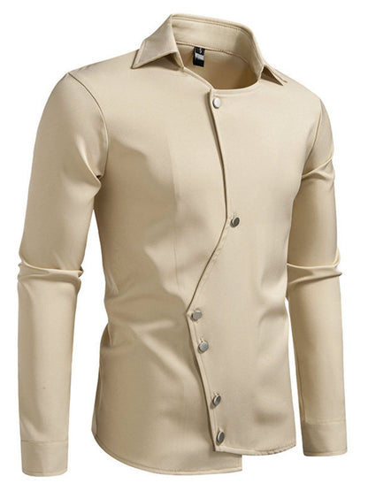 Men's Asymmetrical Button-Down Long Sleeve Shirt
