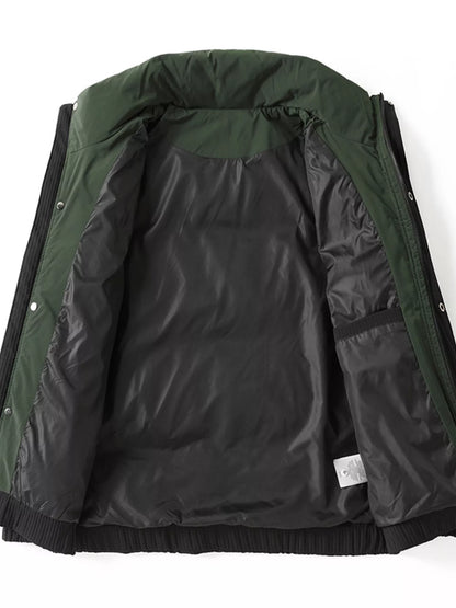 Men's Plus Size Textured Puffer Jacket with Pockets