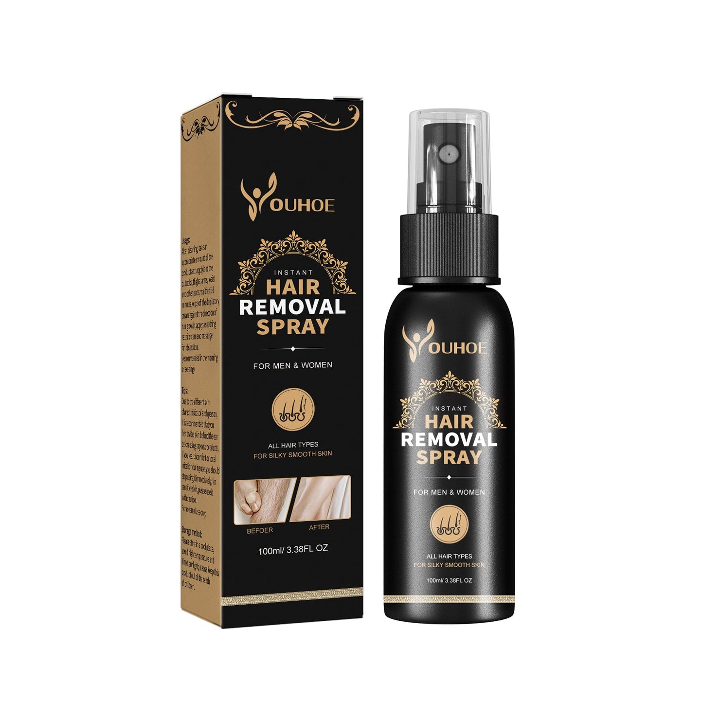 OUHOE Hair Removal Spray, Mild Non-Irritating Dry And Cool Whole Body Hair Removal And Hair Suppression Spray