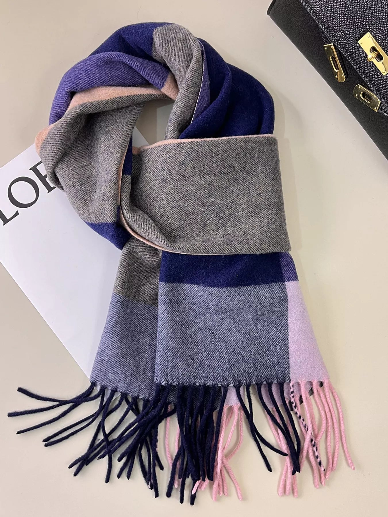 Plaid Fringe Scarf