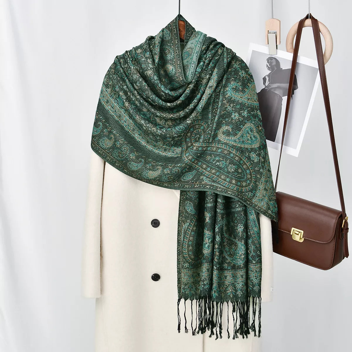 Paisley Patterned Raw Hem Scarf