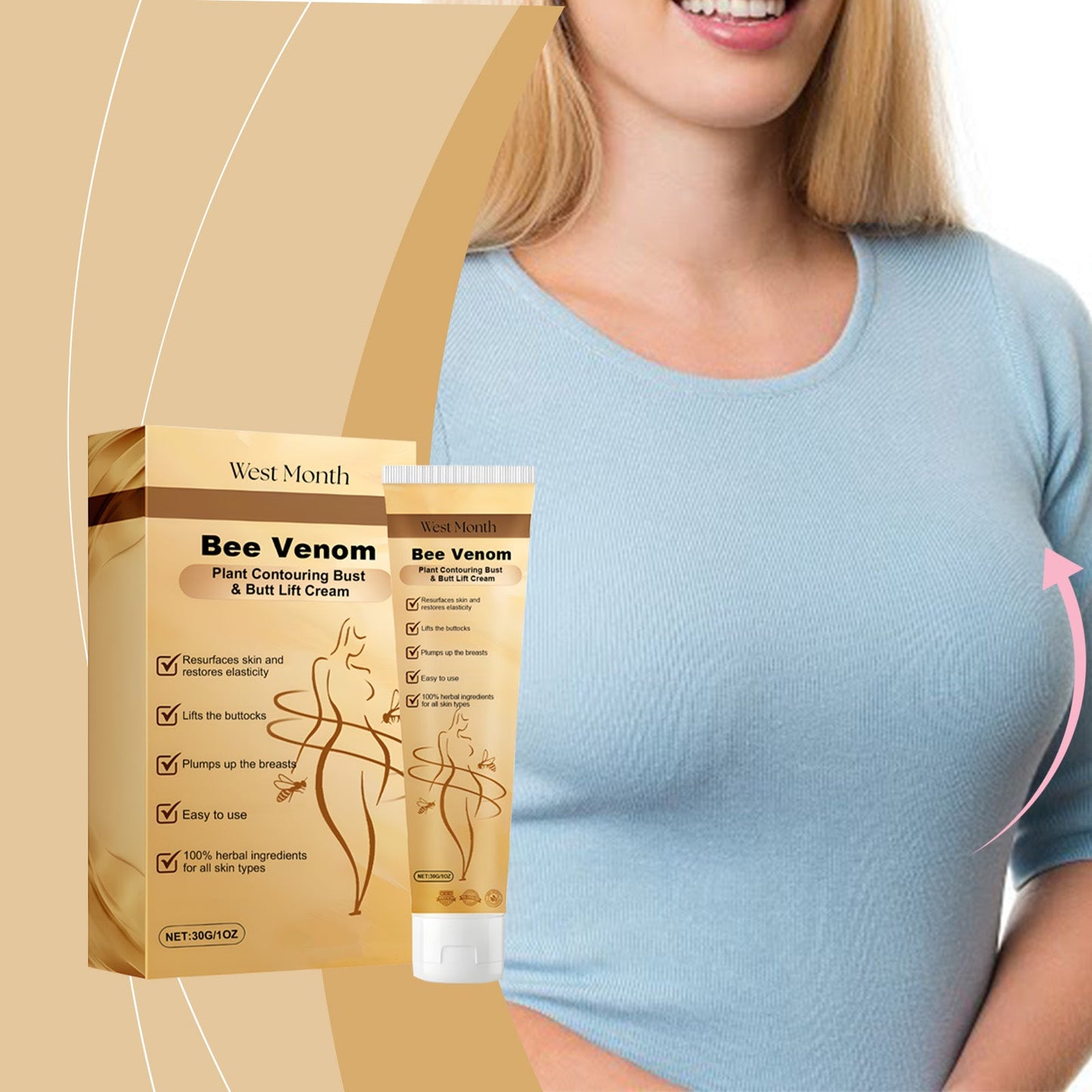 West&Month Breast Care Cream Firming And Moisturizing Breast Skin Body Care Massage Cream
