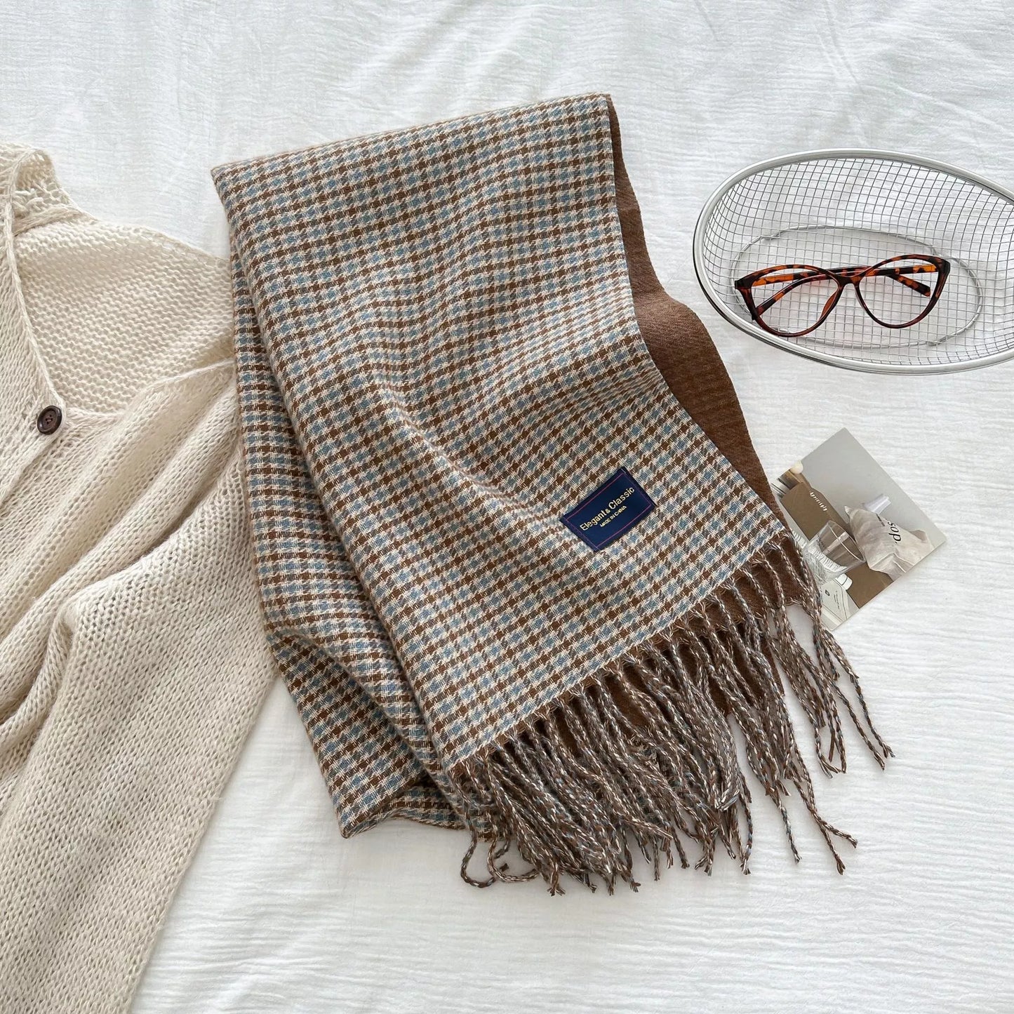 Plaid Fringe Warm Winter Scarf