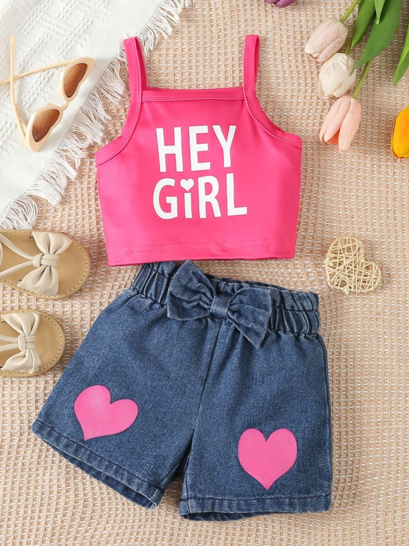 Children's Hey Girl Cami & Denim Shorts Set