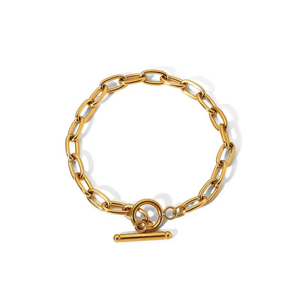 18K Gold-Plated Stainless Steel Toggle Chain Bracelet