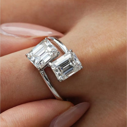 2 Carat Moissanite 925 Sterling Silver Bypass Ring