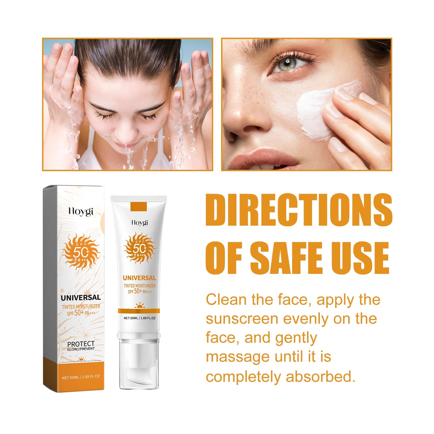 Hoygi Tinted Moisturizer, Outdoor UV Protection Brightening Skin Hydrating Protective Cream
