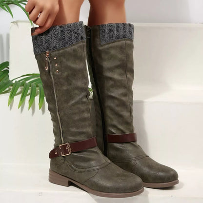 Round Toe Block Heels Boots