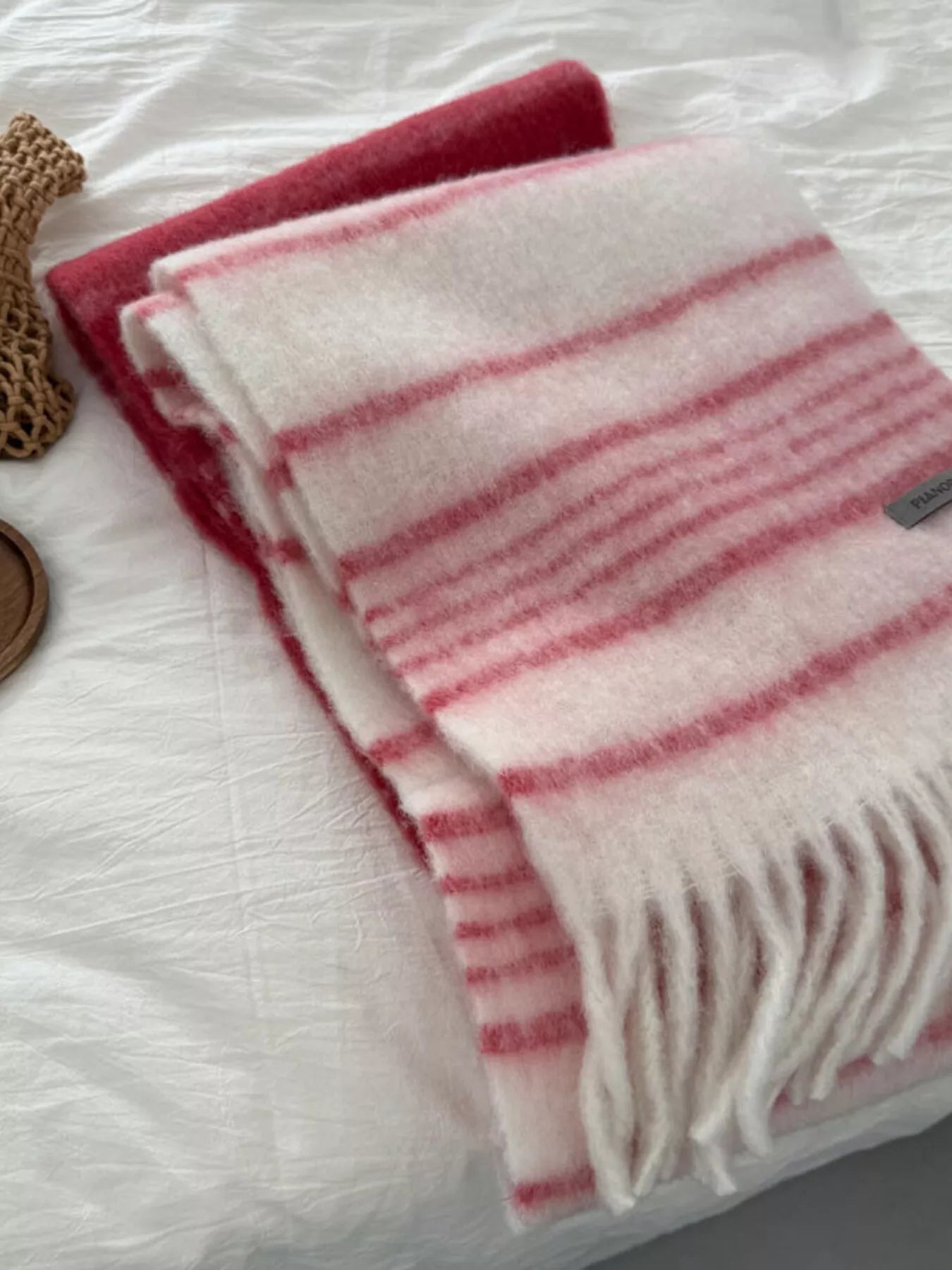 Cozy Striped Fringe Hem Scarf