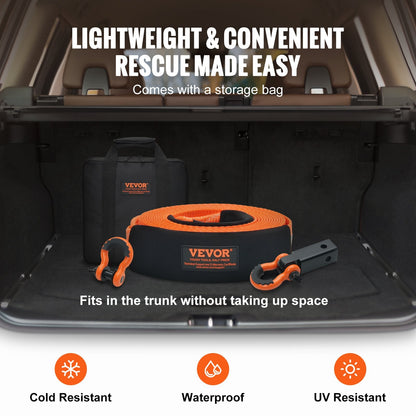 Polyester Heavy Duty Tow Strap Recovery Kit 3" X 30 Ft (MBS-36,000 Lbs) Winch Strap, Triple Reinforced Loop, Snatch Strap + 2" Shackle Hitch Receiver + 3/4" D-Ring Shackles (2PCS) + Storage Bag