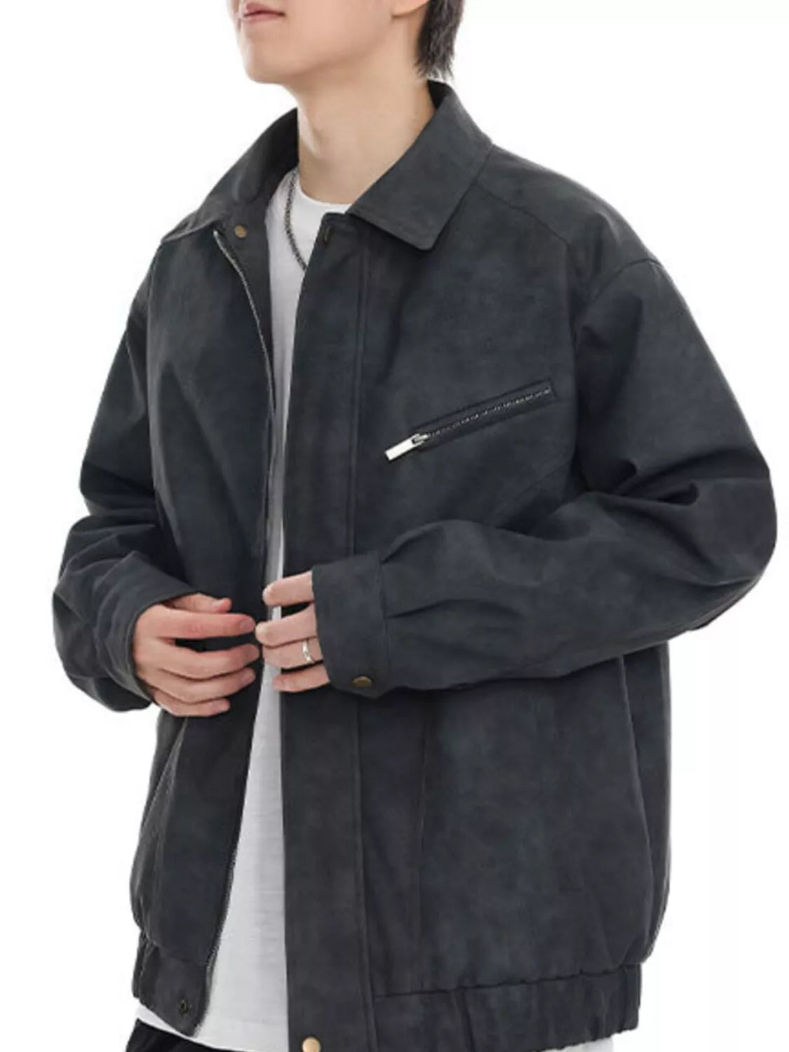 Men's Plus Size Vintage Style Zip Up Jacket