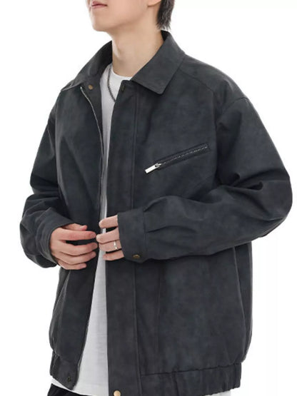 Men's Plus Size Vintage Style Zip Up Jacket