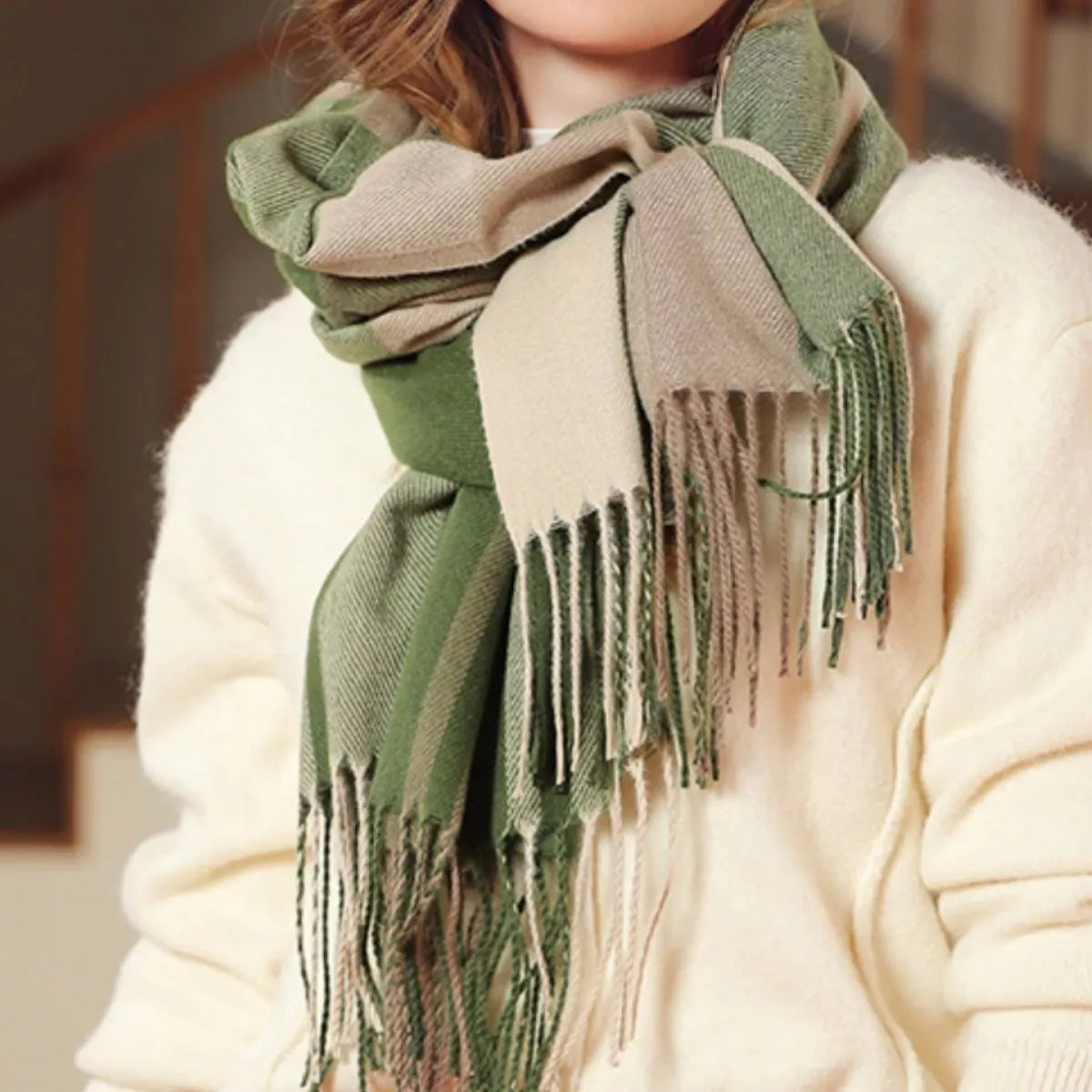 Plaid Fringe Scarf