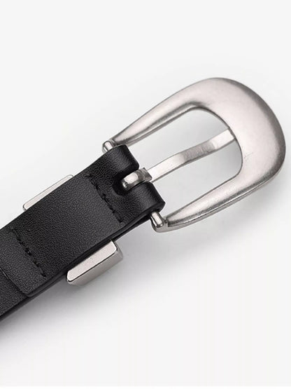 Leather Belt with Silver Buckle