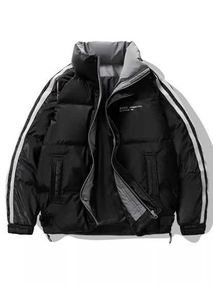 Men's Plus Size Striped Padded Puffer Jacket
