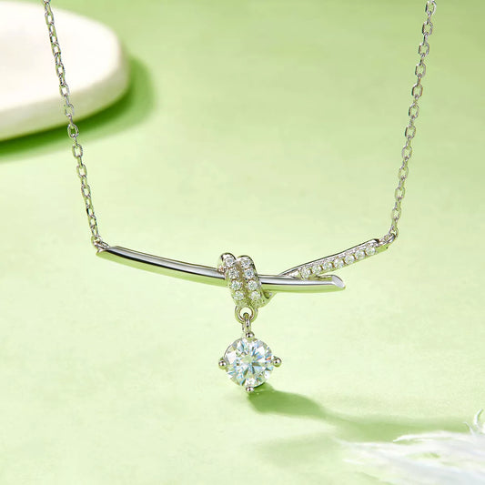 1 Carat Moissanite 925 Sterling Silver Pendant Necklace