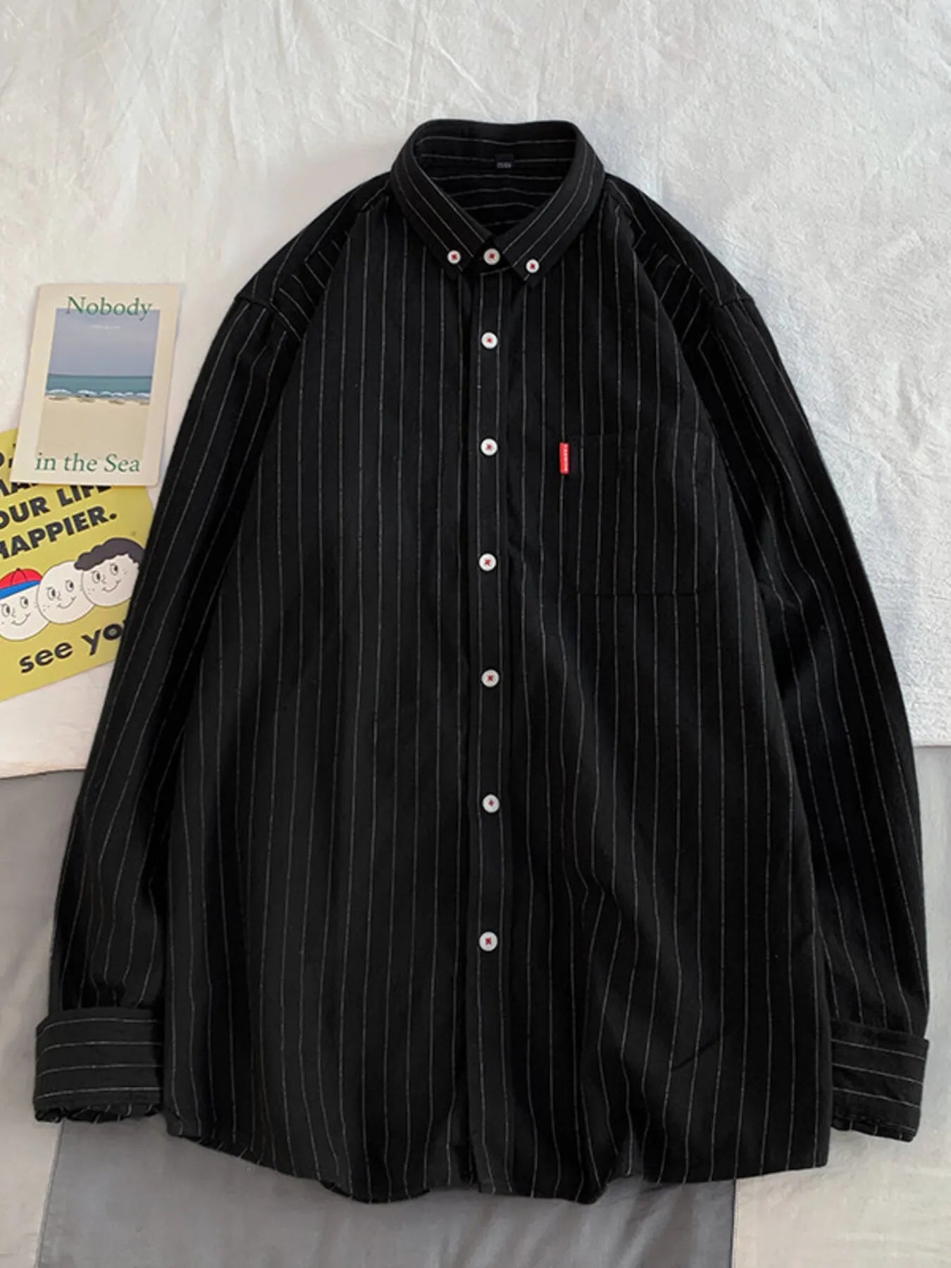 Men's Plus Size Casual Striped Long Sleeve Shirt