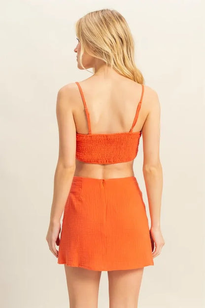 HYFVE Ruched Bra Top and Mini Skirt Set
