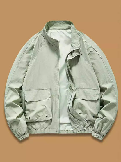 Men's Plus Size Zip Up Long Sleeve Jacket