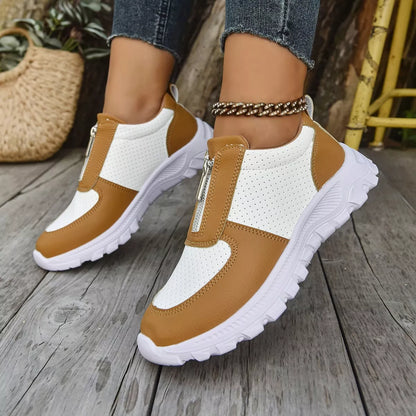 Contrast Breathable Zip Sneakers