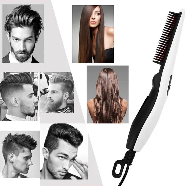 Fast Heated Electric Straight Hair Comb Beard Straightner Brush Styler Men Women