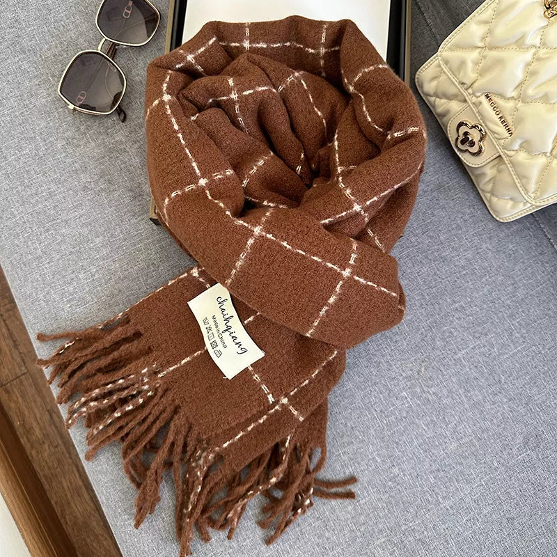 Fringe Plaid Scarf