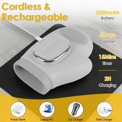 Hand Massager With Heat Compression Cordless Hand Massager For Arthritis Carpal Tunnel With 3 Modes 3 Heat Levels 5 Intensity Levels Disposable Gloves Finger Massager Carry Bag