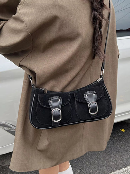 Buckle Decor Shoulder Bag