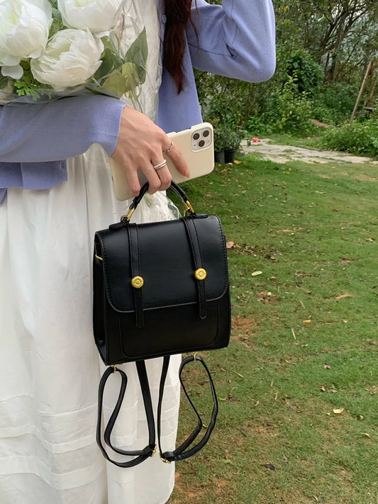 Top Handle Leather Backpack Bag