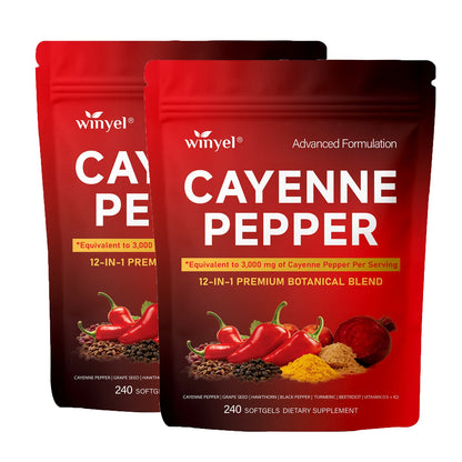Chili Pepper Softgel Supplement To Support Leg Vein, Heart, And Vascular Health. Contains Vitamins C, D3, And K2, As Well As Extracts Of Grape Seed, Hawthorn, Cinnamon, And Beetroot 240 Softgels