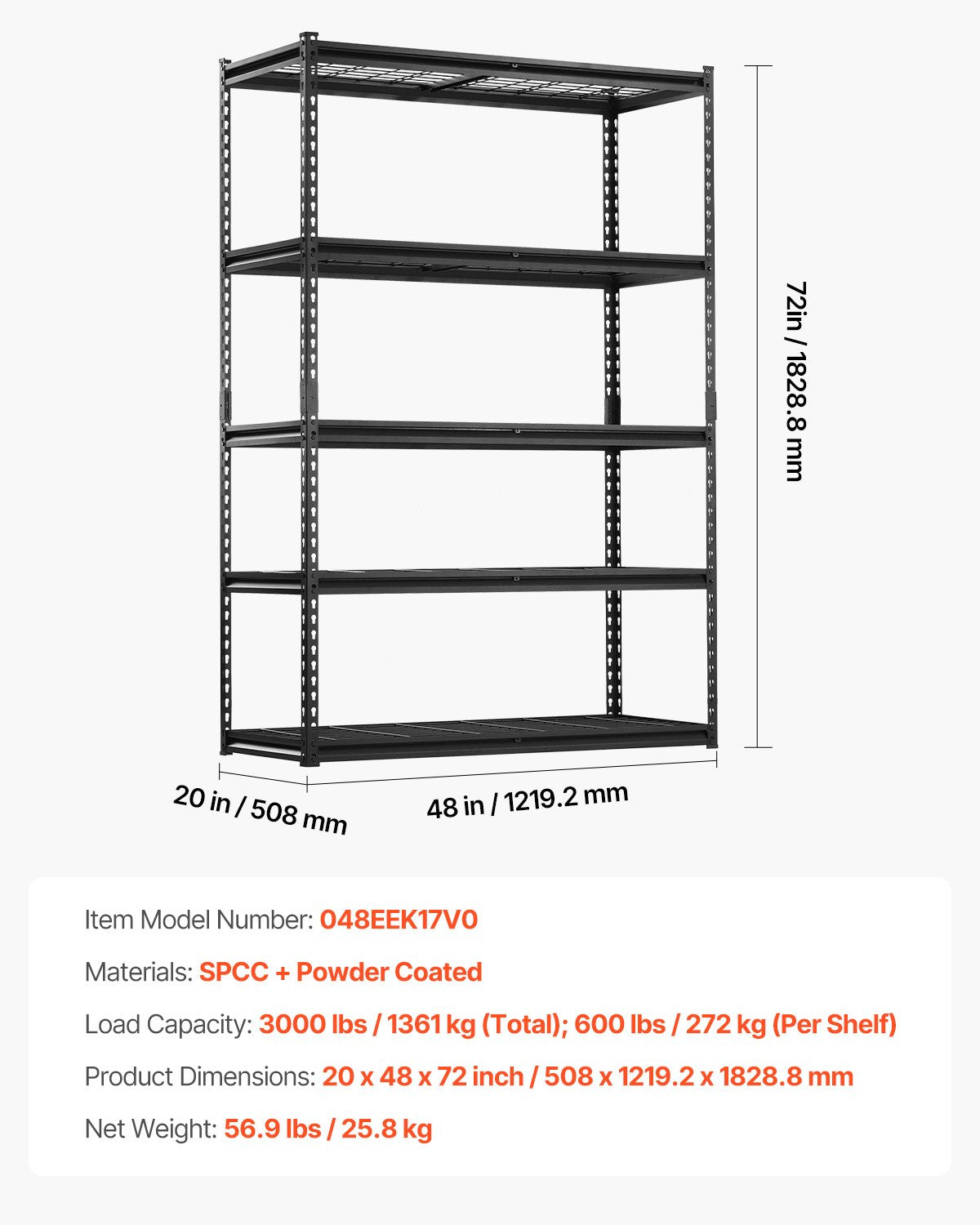 Storage Shelves 5 Tier Adjustable Heavy Duty Garage Shelving Units 3000 Lbs