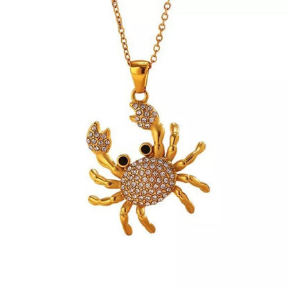 18K Gold-Plated Crab Pendant Necklace