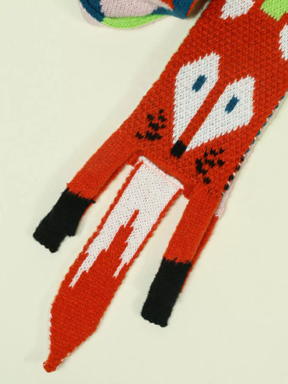 Knitted Fox Pattern Scarf