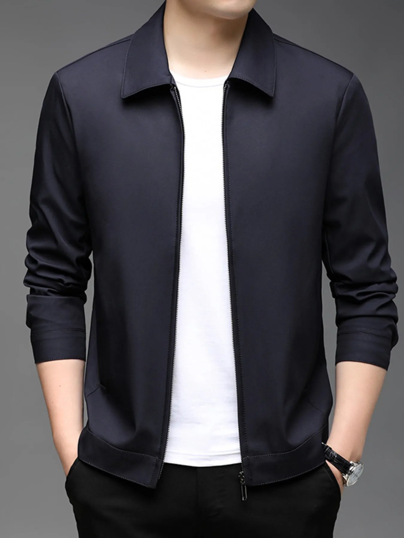Men's Plus Size Zip-Up Casual Jacket