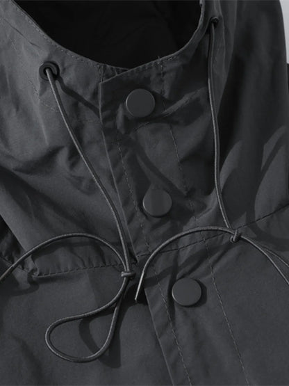 Men's Drawstring Long Sleeve Hooded Jacket